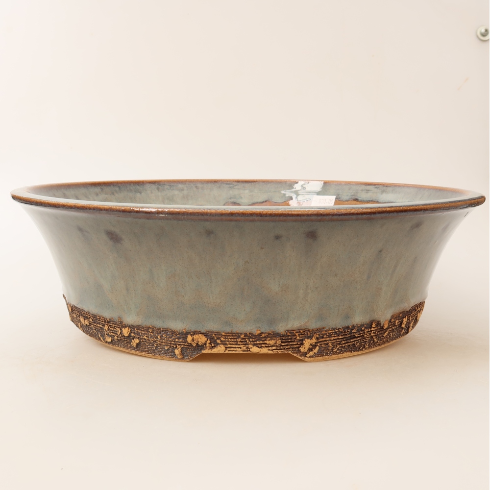 Pot à bonsaï en céramique 31,5 x 31,5 x 9 cm, couleur grise
