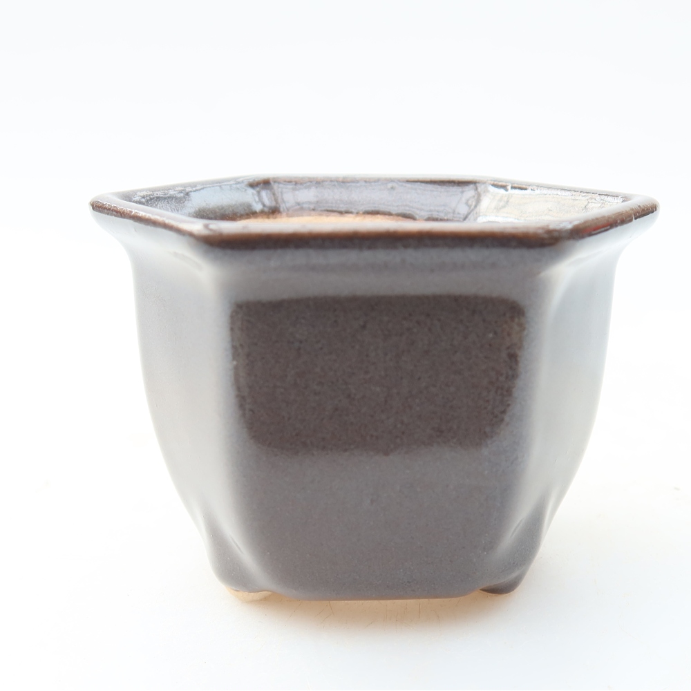 Pot à bonsaï en céramique 7 x 6,5 x 5 cm, couleur grise