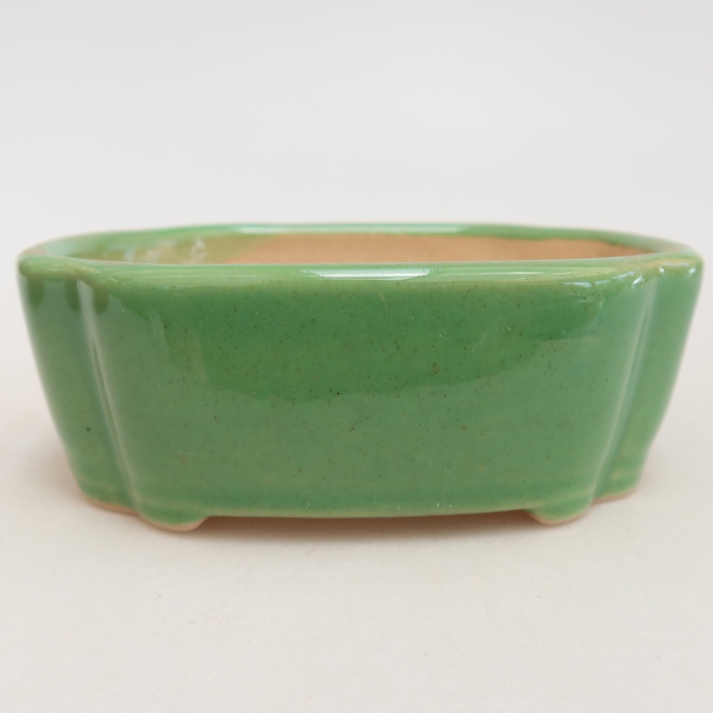 Pot à bonsaï en céramique 10,5 x 8 x 4 cm, couleur verte