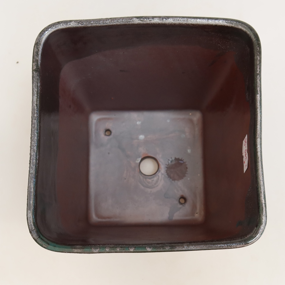 Bol à bonsaï en céramique 13,5 x 13,5 x 15 cm, vert