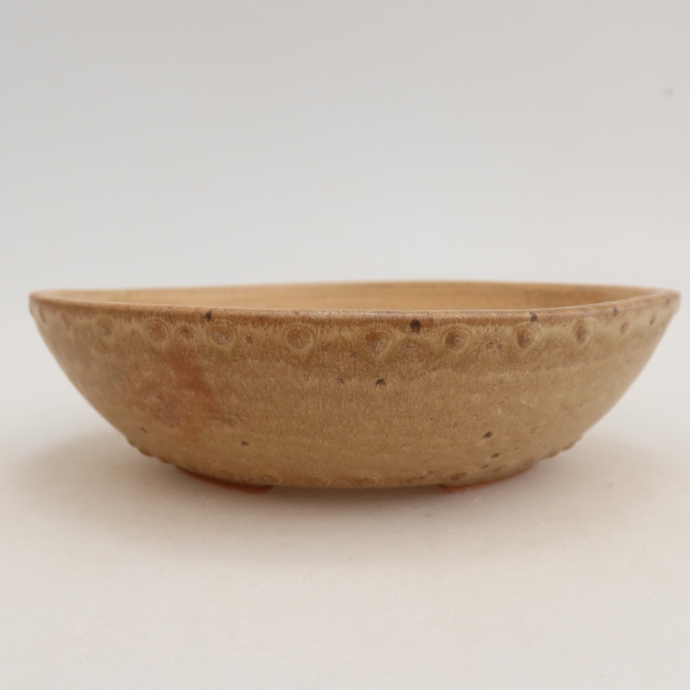 Pot à bonsaï en céramique 17,5 x 17,5 x 4,5 cm, couleur beige