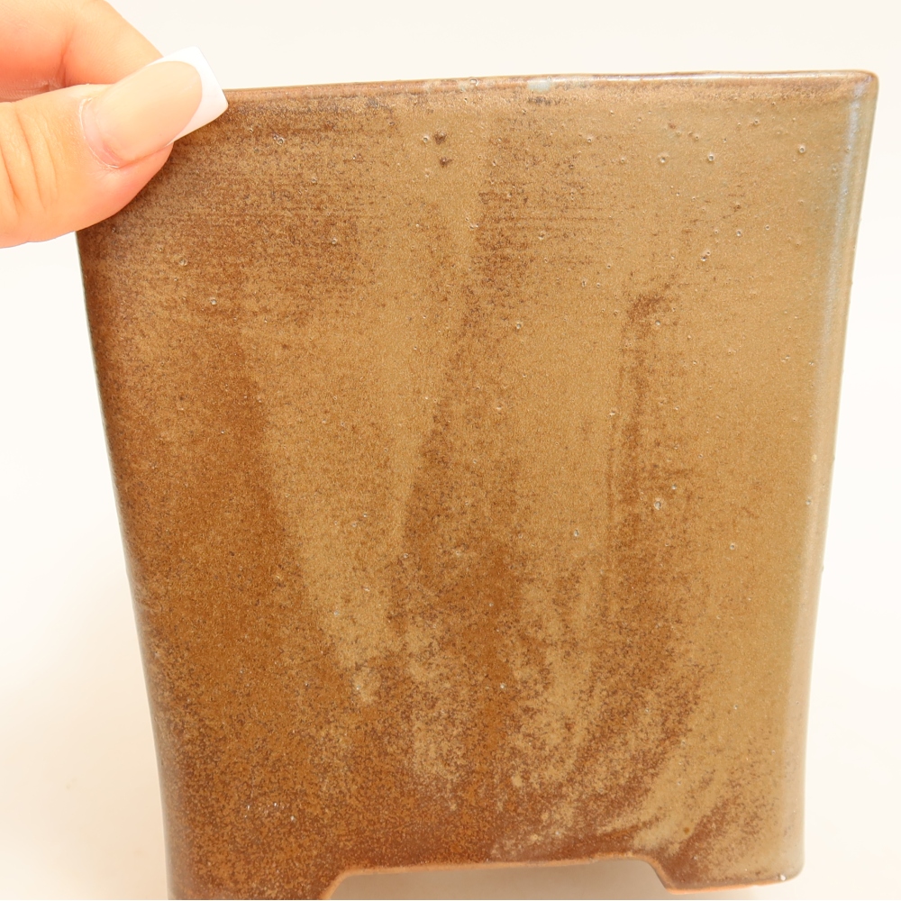 Bol à bonsaï en céramique 13 x 13 x 13,5 cm, brun
