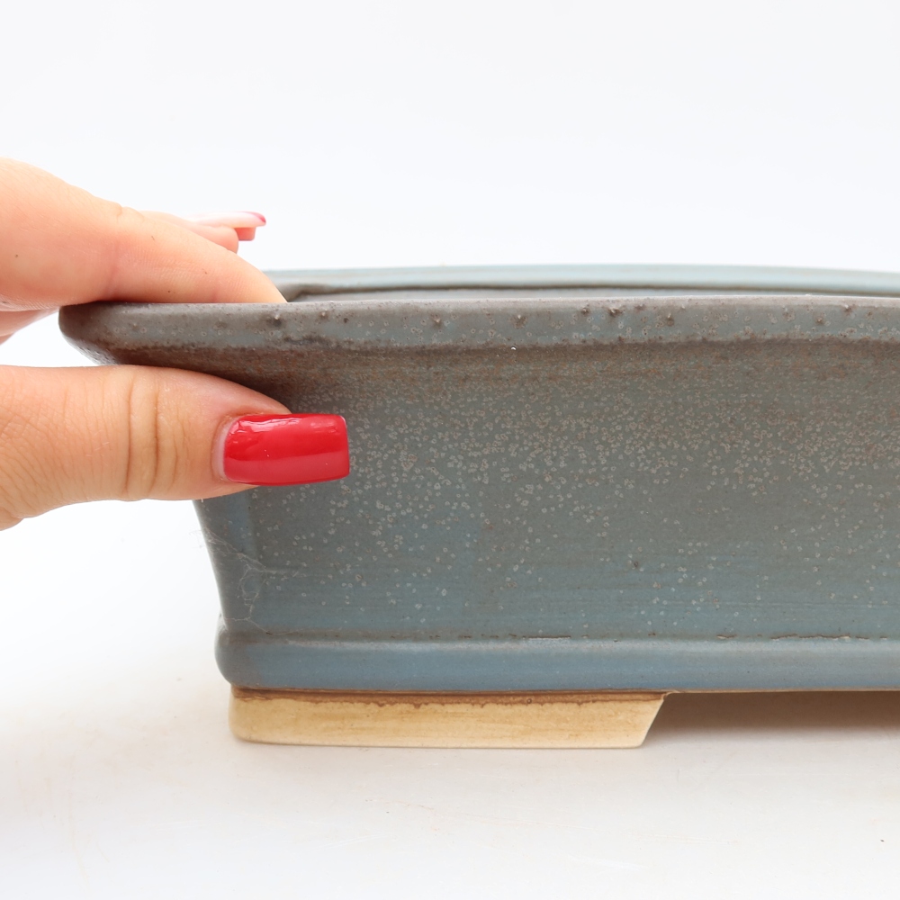 Pot à bonsaï en céramique 29,5 x 24 x 8 cm, couleur bleue