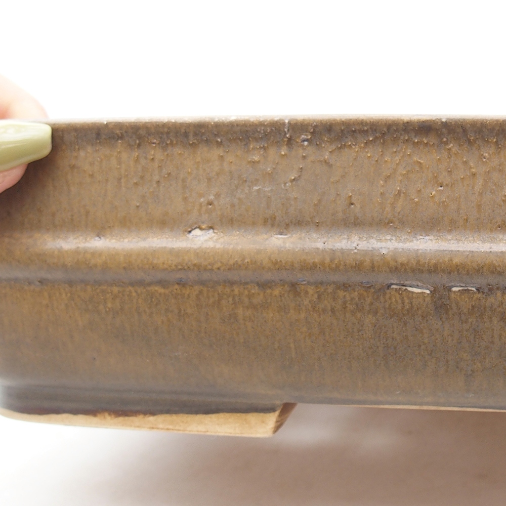 Bol à bonsaï en céramique 29 x 23,5 x 7 cm, brun