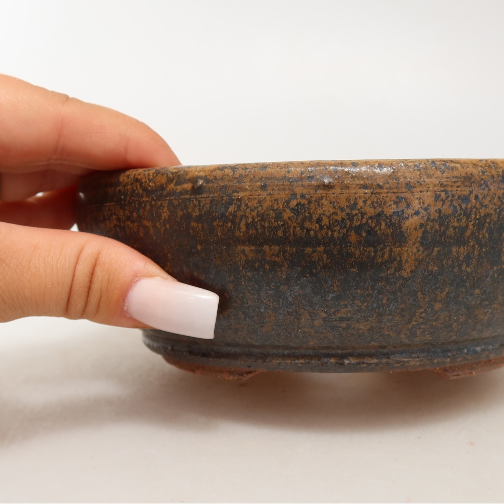Pot à bonsaï en céramique 14,5 x 14,5 x 5 cm, couleur marron