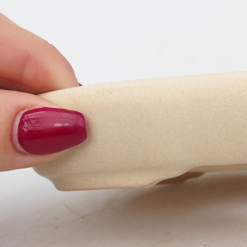 Bol à bonsaï en céramique 13,5 x 10 x 3 cm, couleur beige