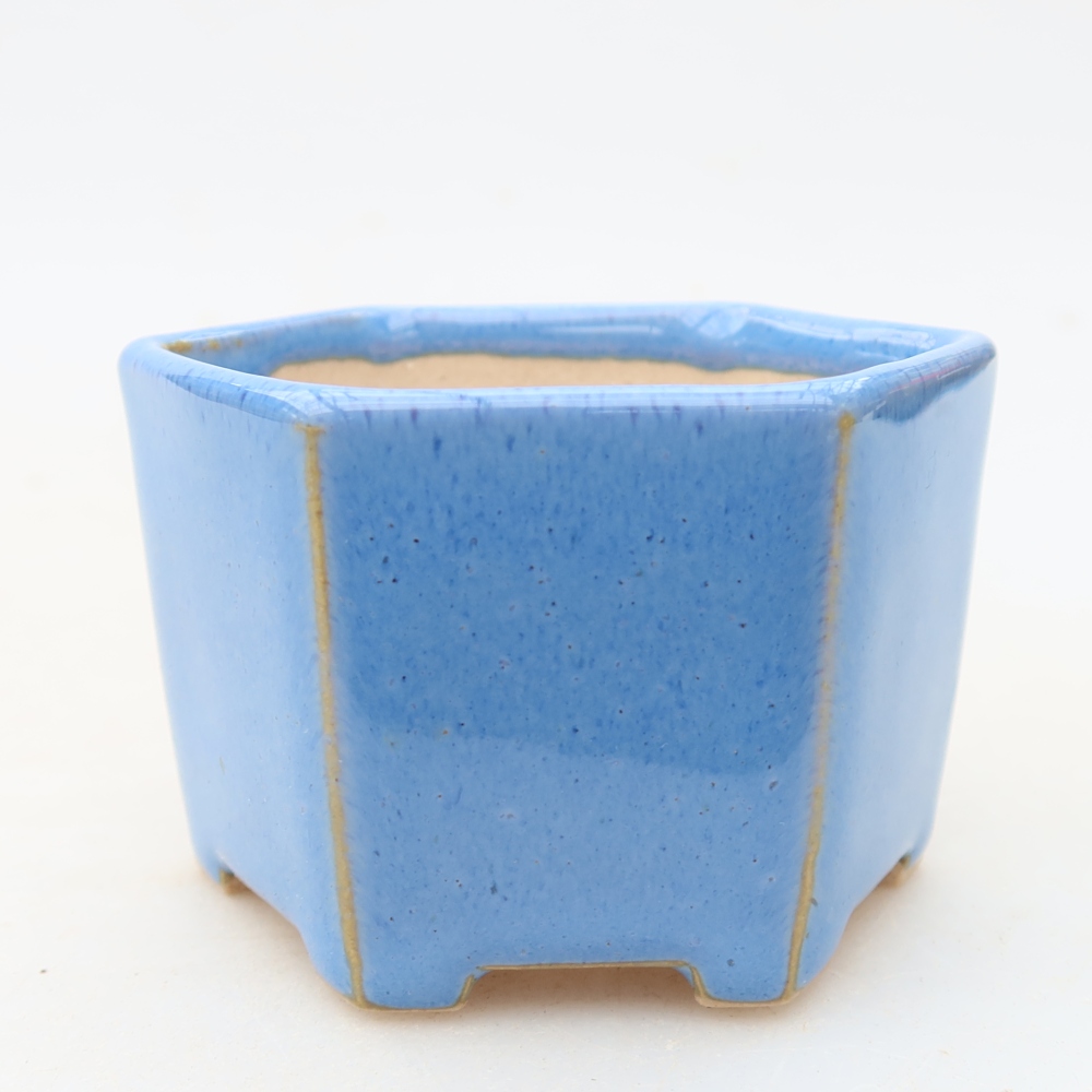 Pot à bonsaï en céramique 7 x 6 x 4,5 cm, couleur bleue