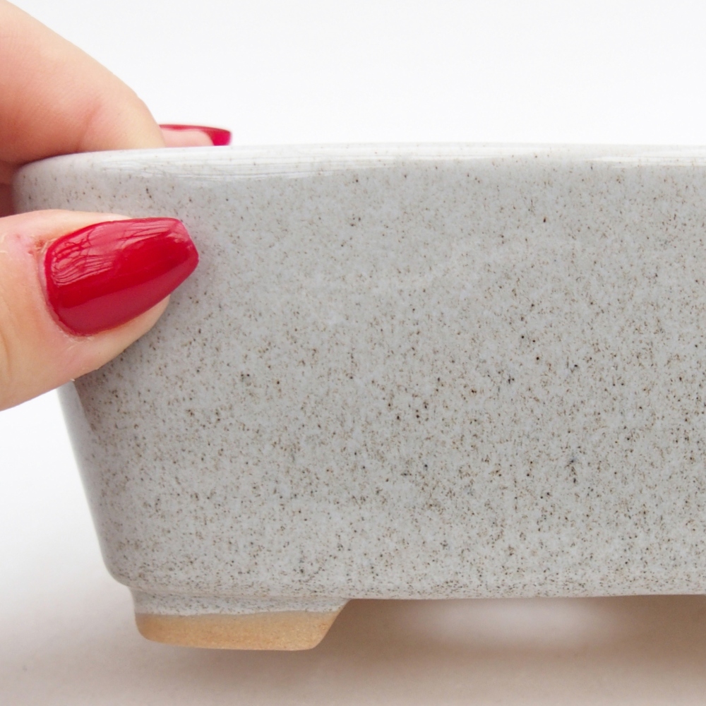 Bol à bonsaï en céramique 13,5 x 10,5 x 6 cm, gris