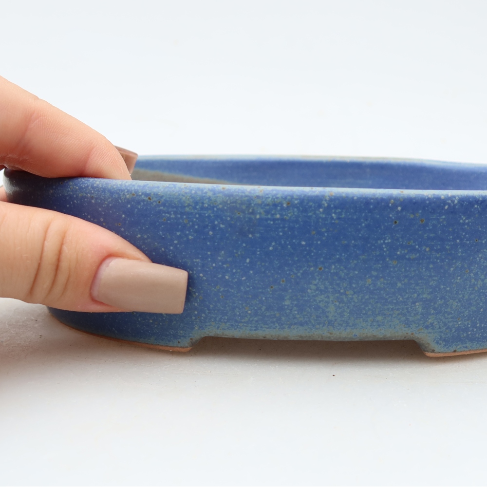 Pot à bonsaï en céramique 17 x 14 x 4 cm, couleur bleue