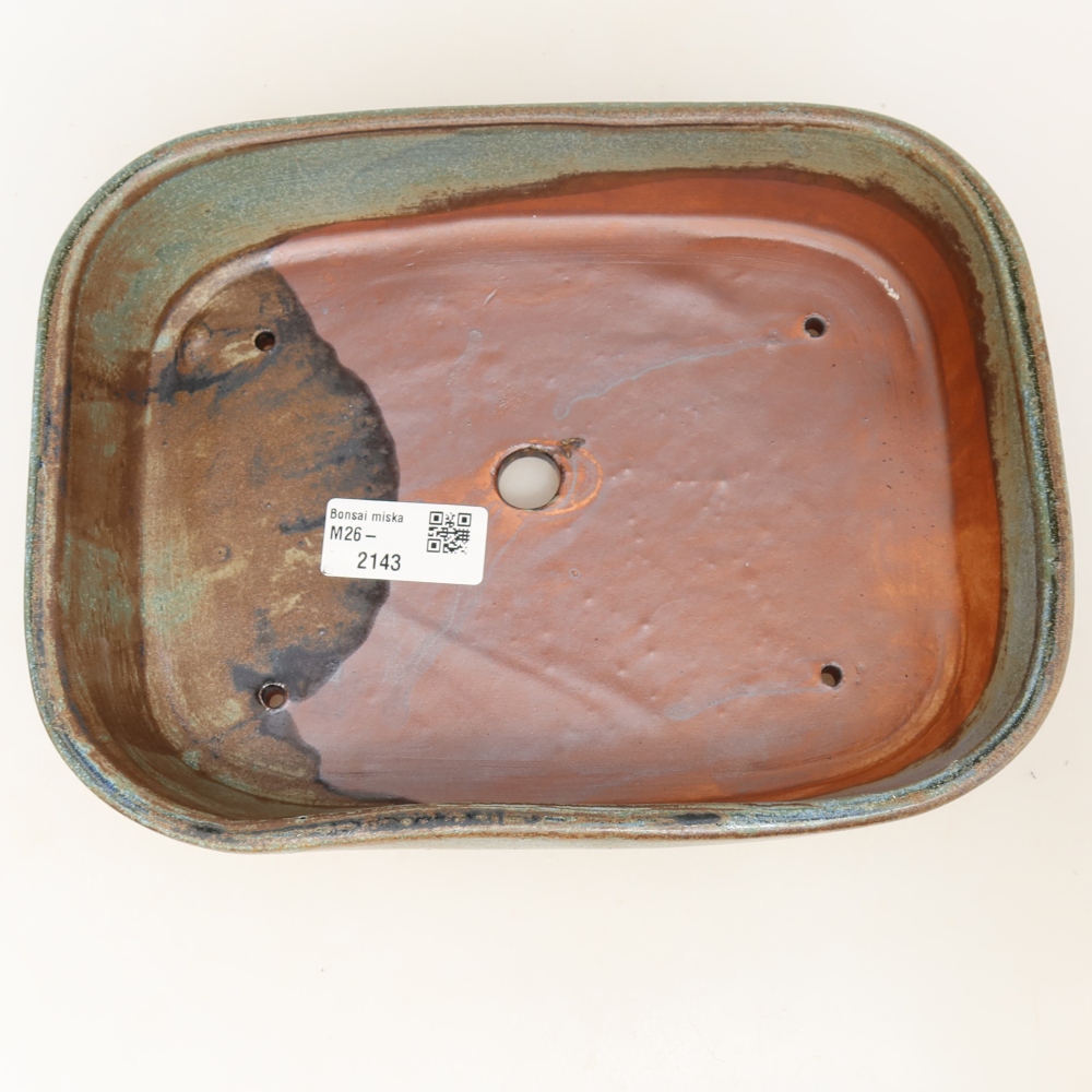 Pot à bonsaï en céramique 23 x 18 x 5,5 cm, couleur brun-vert