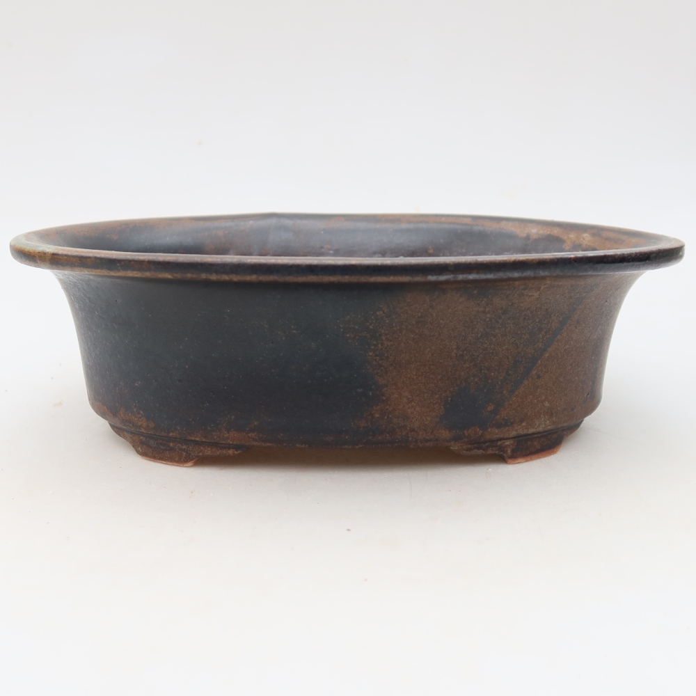Pot à bonsaï en céramique 22,5 x 17,5 x 6,5 cm, couleur marron