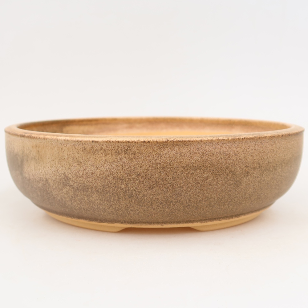 Pot à bonsaï en céramique 26 x 26 x 7,5 cm, couleur marron