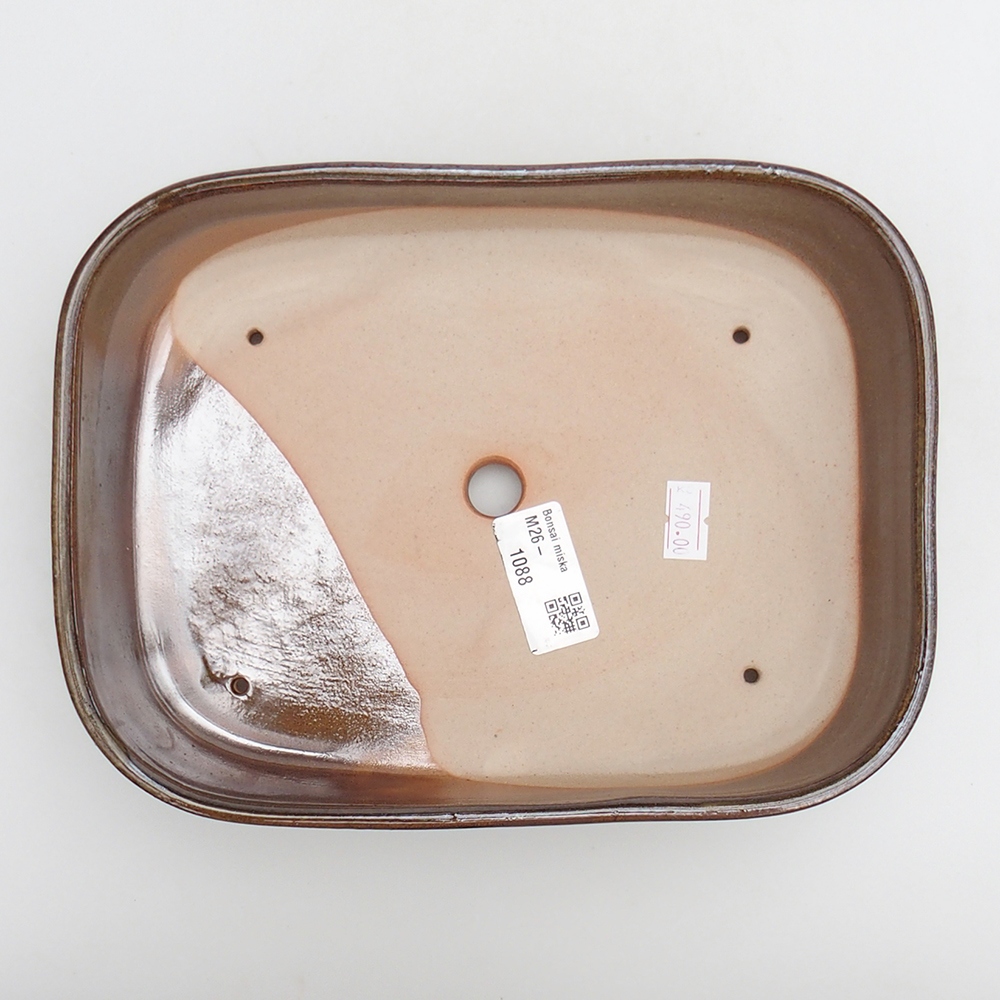 Bol à bonsaï en céramique 23 x 18,5 x 5,5 cm, couleur brun-vert