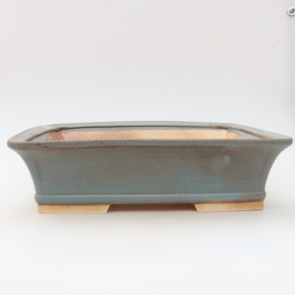 Pot à bonsaï en céramique 29,5 x 24 x 8 cm, couleur bleue