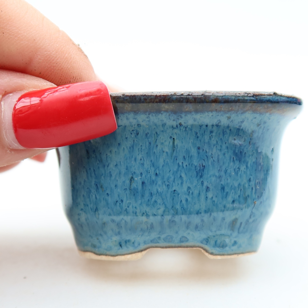 Pot à bonsaï en céramique 6 x 5 x 3,5 cm, couleur bleue