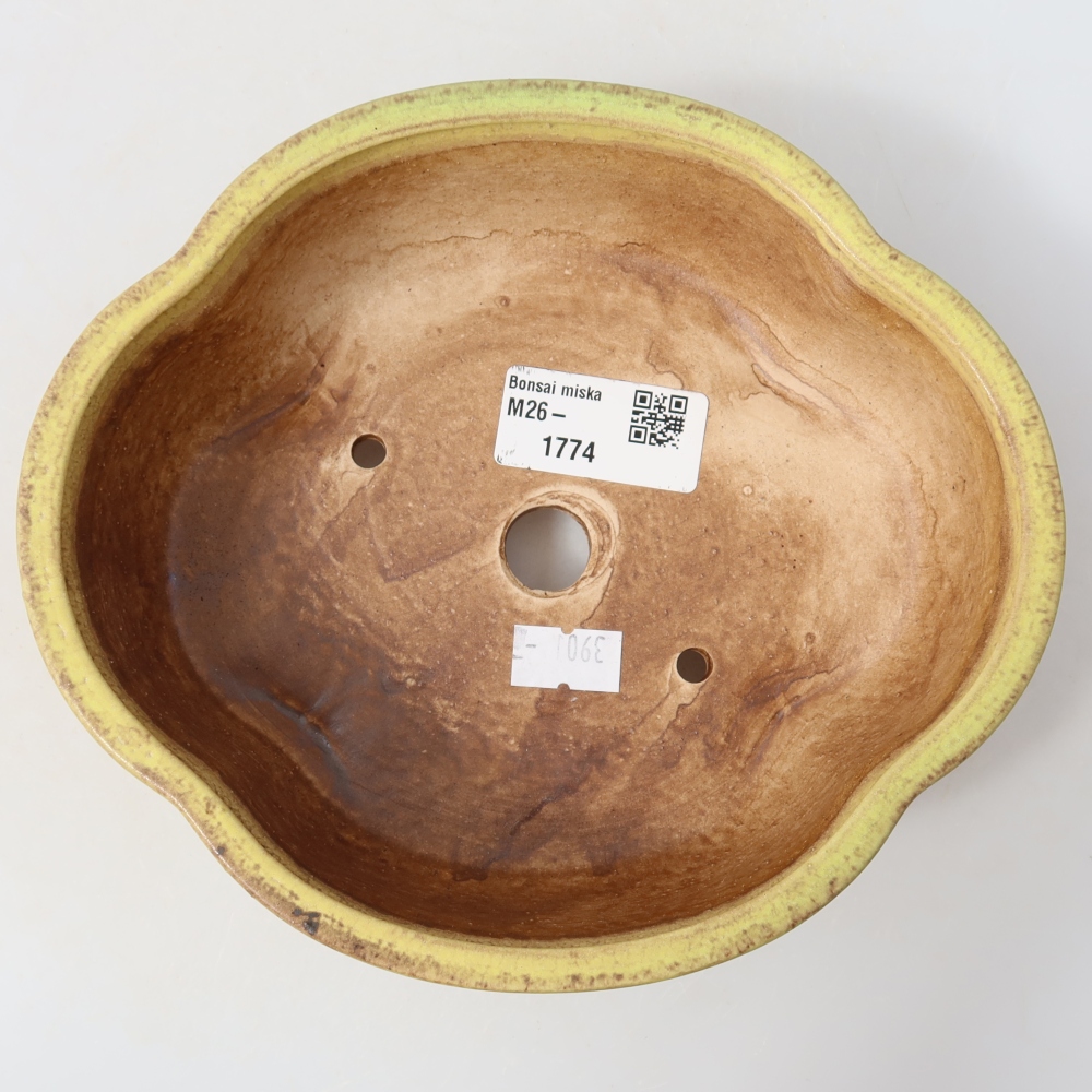 Pot à bonsaï en céramique 17,5 x 15,5 x 5,5 cm, couleur jaune