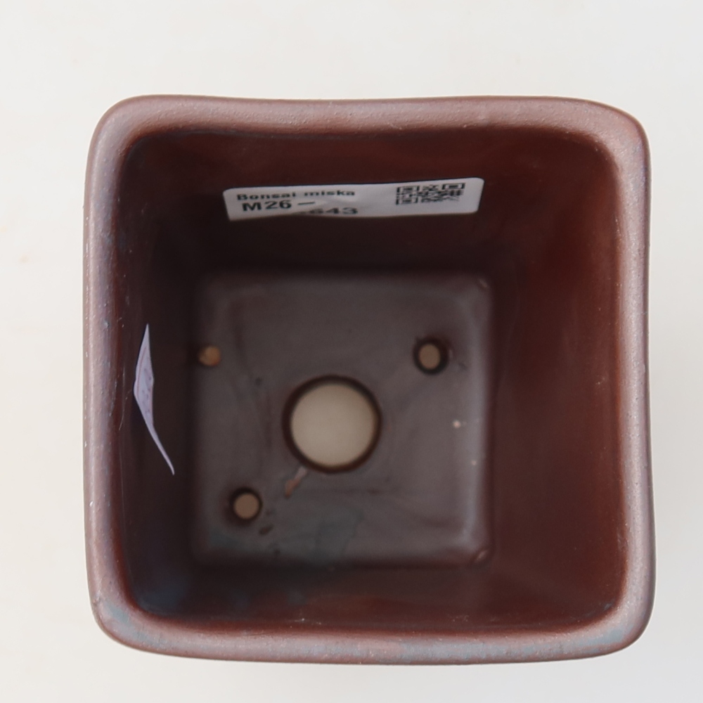 Pot à bonsaï en céramique 7,5 x 7,5 x 10,5 cm, couleur métallique