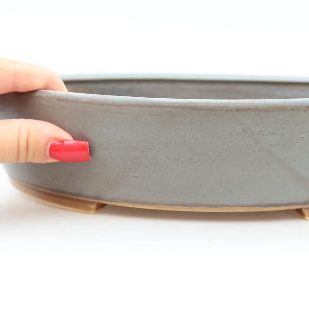 Pot à bonsaï en céramique 32 x 28 x 6,5 cm, couleur bleue