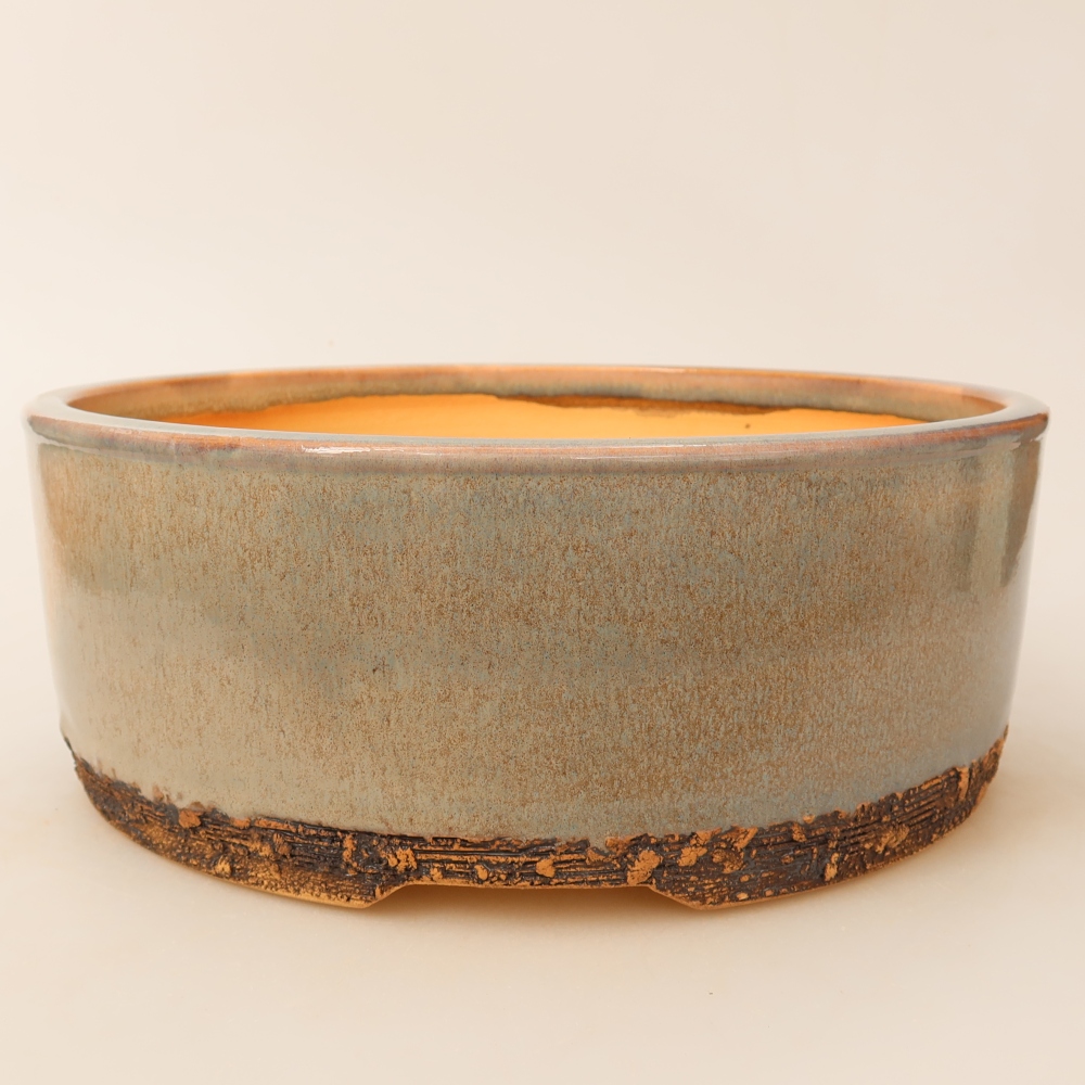 Pot à bonsaï en céramique 25 x 25 x 7,5 cm, couleur verte