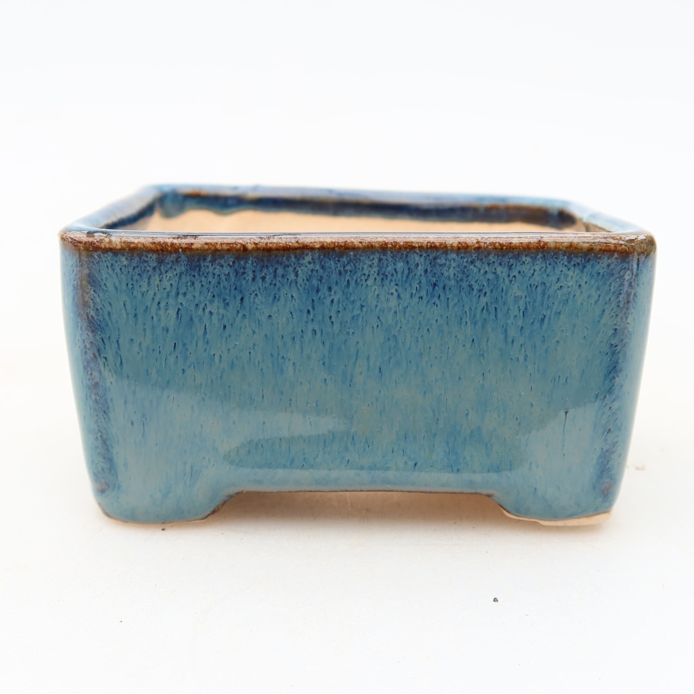 Pot à bonsaï en céramique 6,5 x 5 x 3,5 cm, couleur bleue