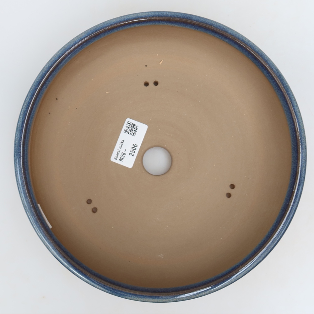 Pot à bonsaï en céramique 22,5 x 22,5 x 6,5 cm, couleur bleue