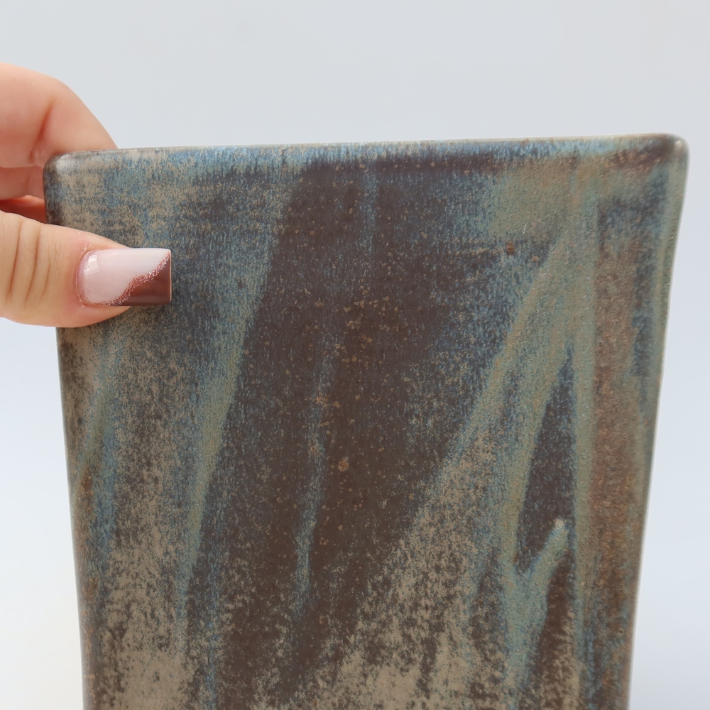 Pot à bonsaï en céramique 13 x 13 x 14 cm, couleur marron