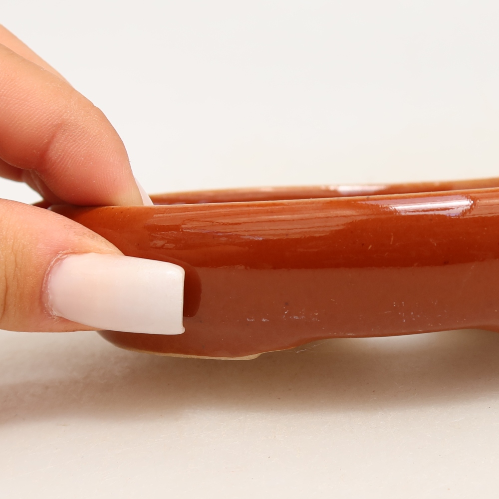 Pot à bonsaï en céramique 13 x 9,5 x 2,5 cm, couleur marron