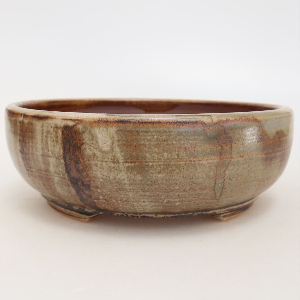 Pot à bonsaï en céramique 17,5 x 17,5 x 6 cm, couleur marron