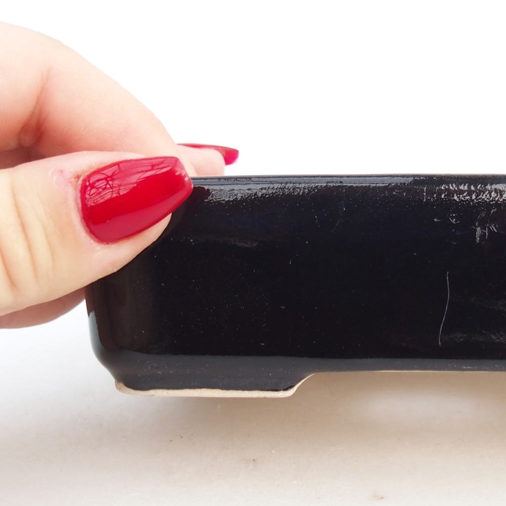 Bol à bonsaï en céramique 12,5 x 9,5 x 3,5 cm, noir