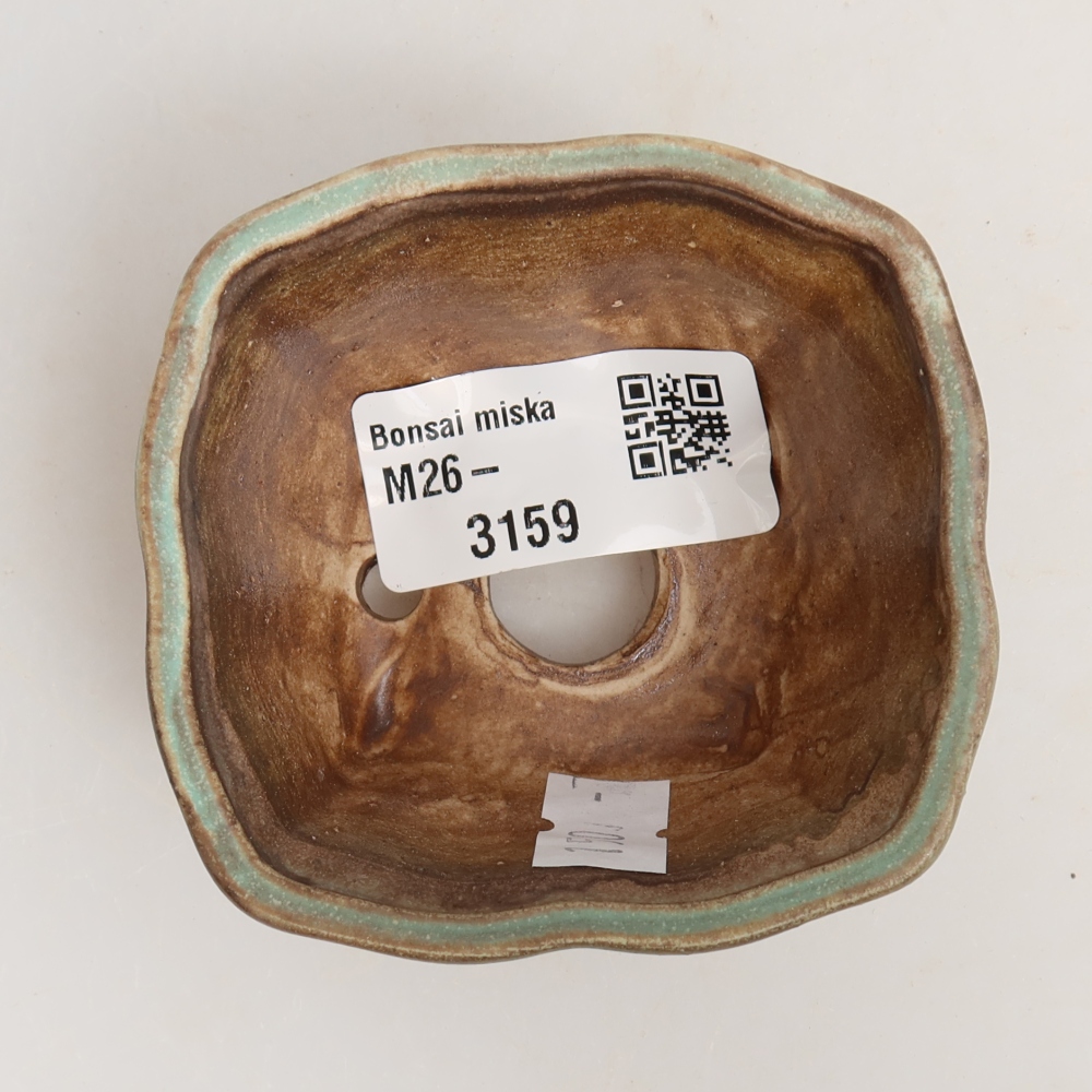 Pot à bonsaï en céramique 7 x 7 x 3,5 cm, couleur verte