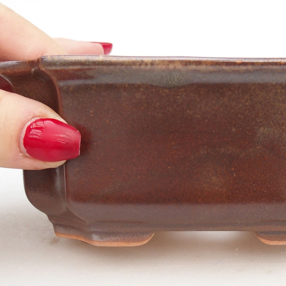 Bol à bonsaï en céramique 12,5 x 9 x 5,5 cm, brun