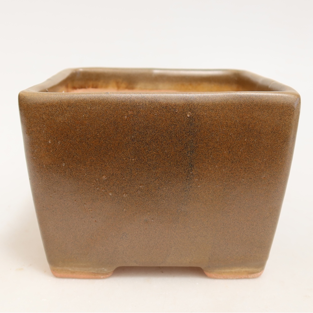 Bol à bonsaï en céramique 11 x 11 x 8,5 cm, brun
