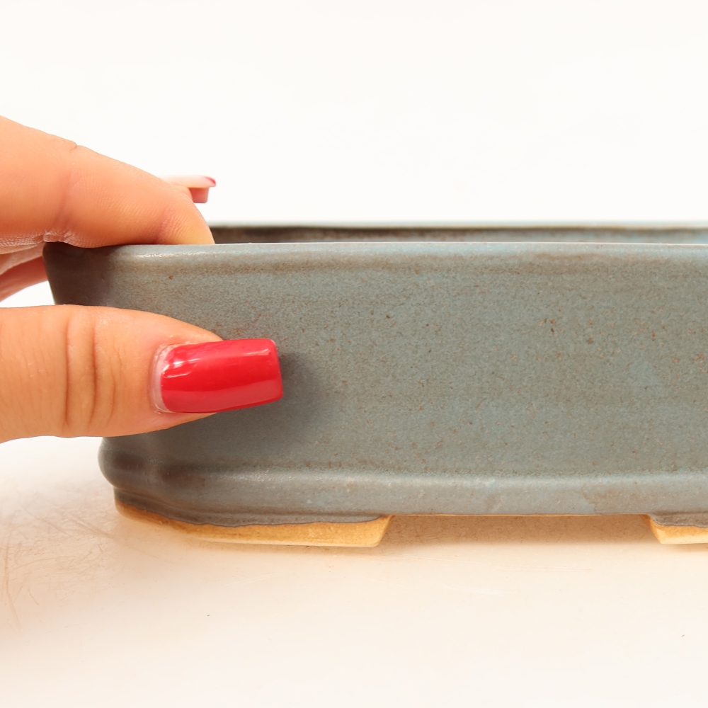 Pot à bonsaï en céramique 17,5 x 14,5 x 5 cm, couleur bleue