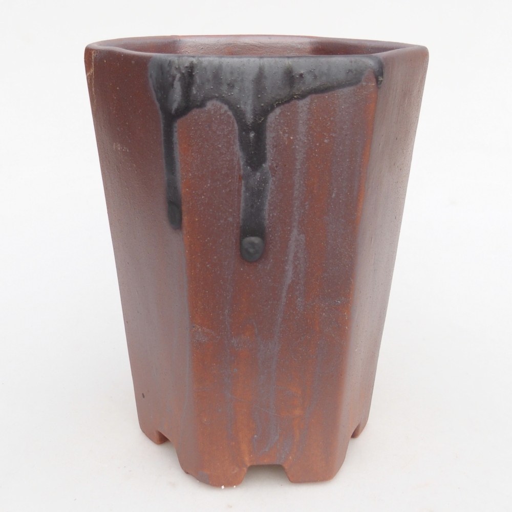 Bol à bonsaï en céramique 12,5 x 11,5 x 16,5 cm, couleur métal