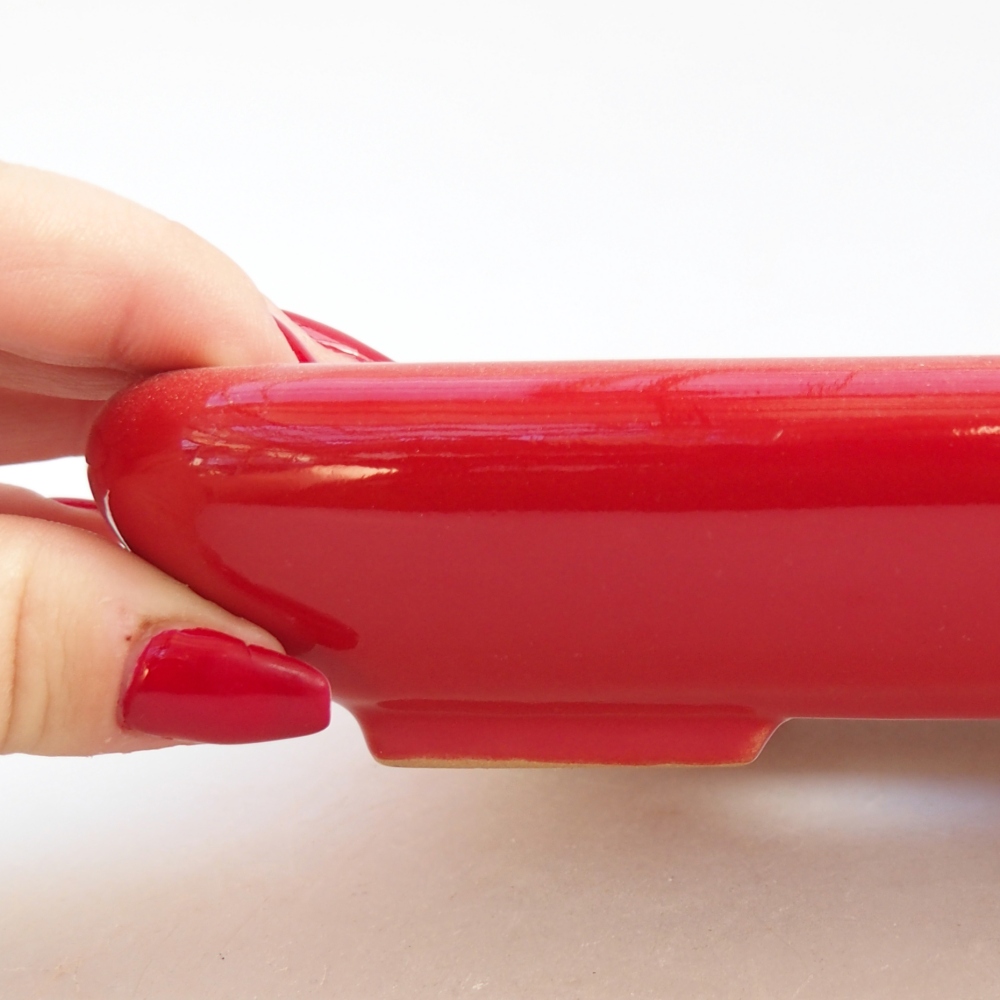 Bol à bonsaï en céramique 16,5 x 13,5 x 3,5 cm, couleur rouge