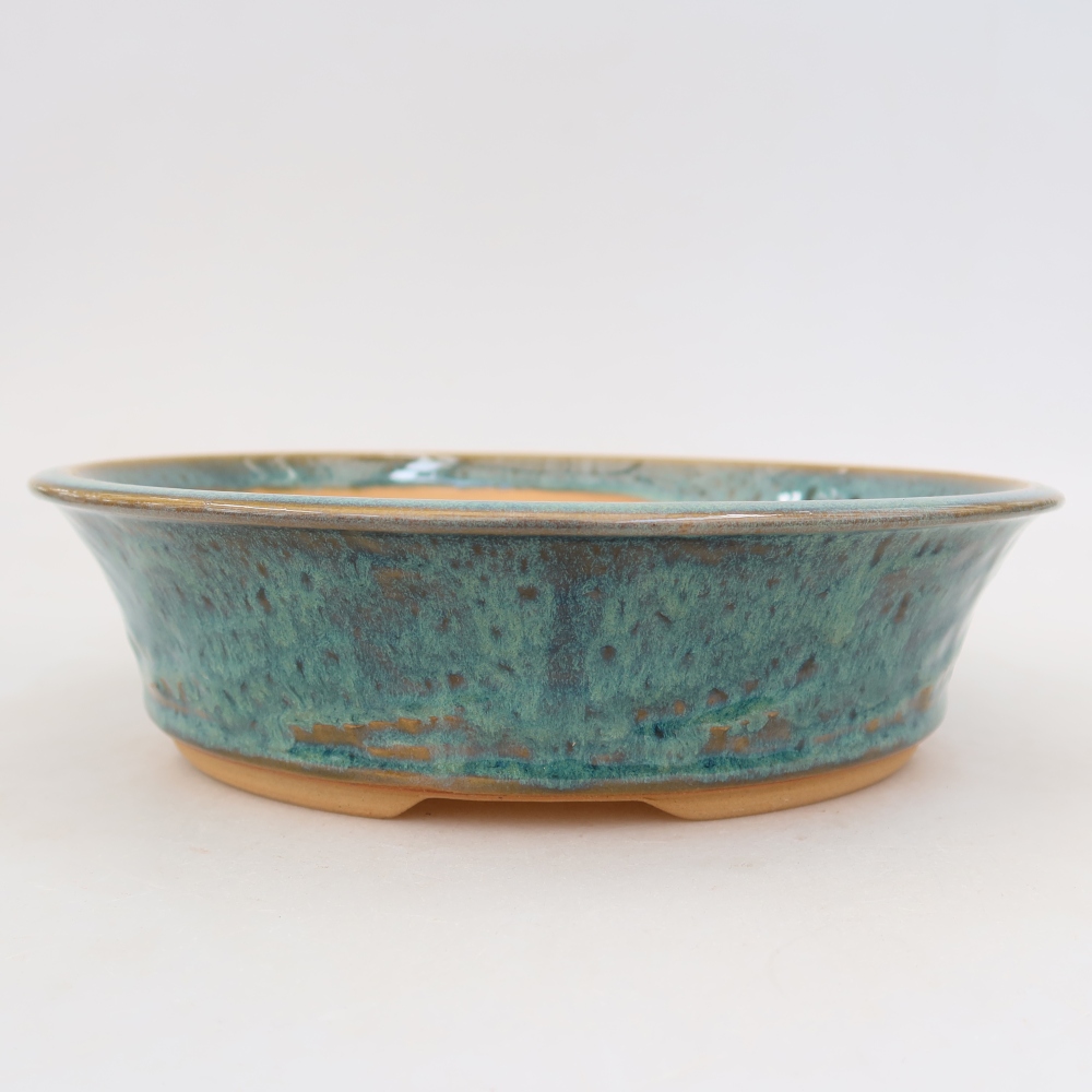 Pot à bonsaï en céramique 23,5 x 23,5 x 6 cm, couleur bleue