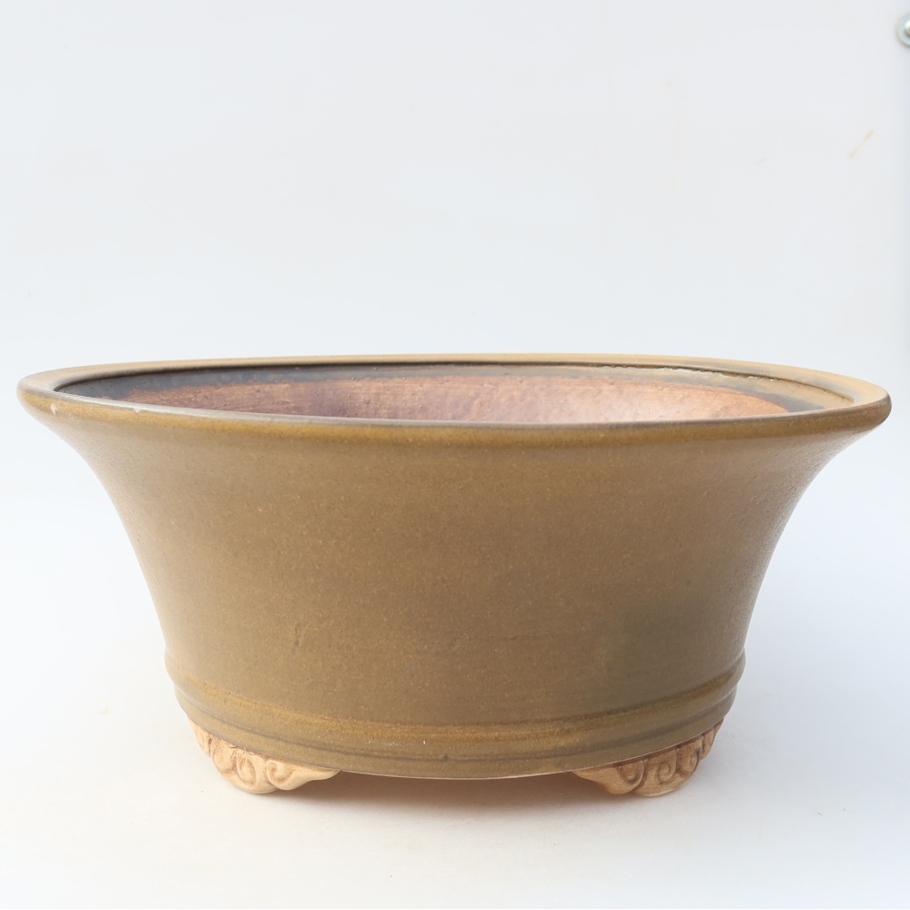 Pot à bonsaï en céramique 29 x 29 x 12,5 cm, couleur marron