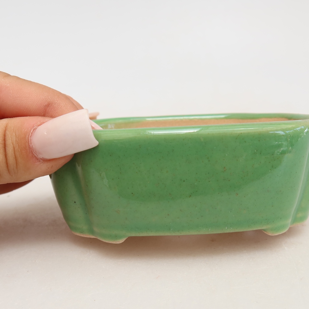 Pot à bonsaï en céramique 10,5 x 8 x 4 cm, couleur verte
