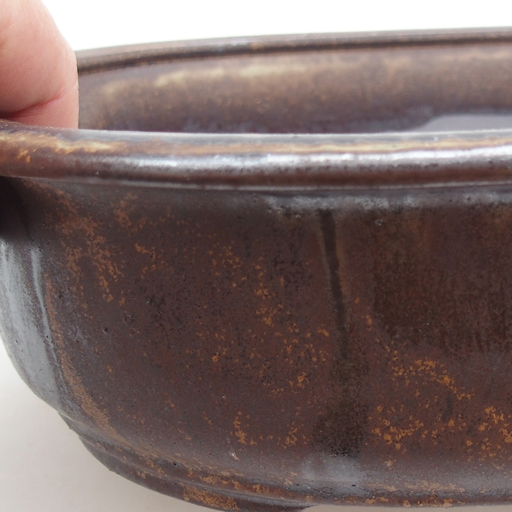 Bol à bonsaï en céramique 23 x 19 x 7 cm, couleur métal