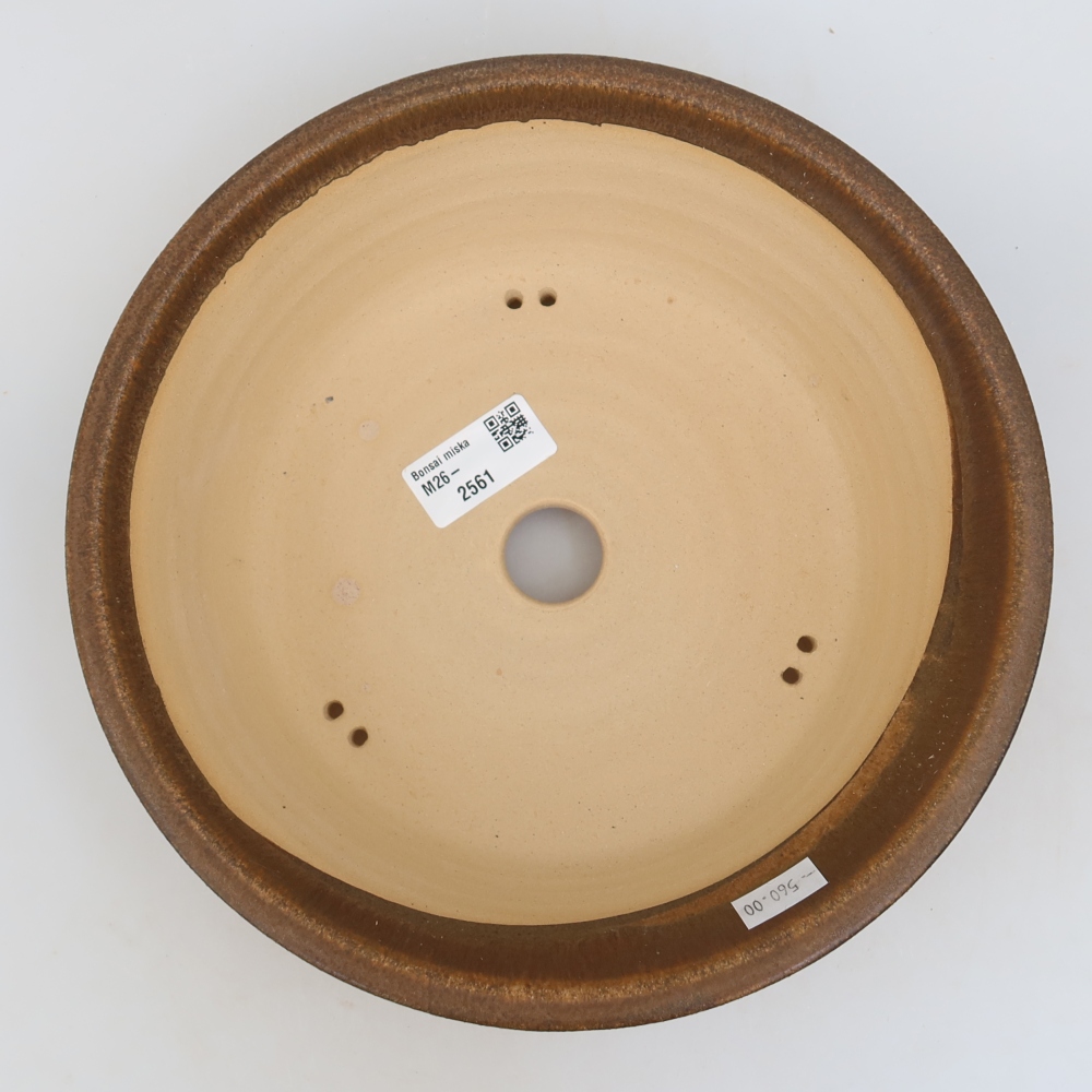 Pot à bonsaï en céramique 24 x 24 x 6,5 cm, couleur marron