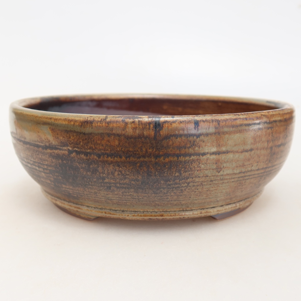 Pot à bonsaï en céramique 17 x 17 x 6 cm, couleur marron