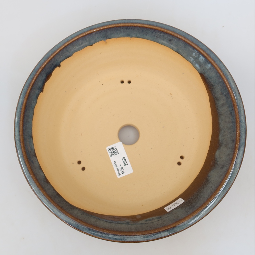 Pot à bonsaï en céramique 25 x 25 x 6,5 cm, couleur grise