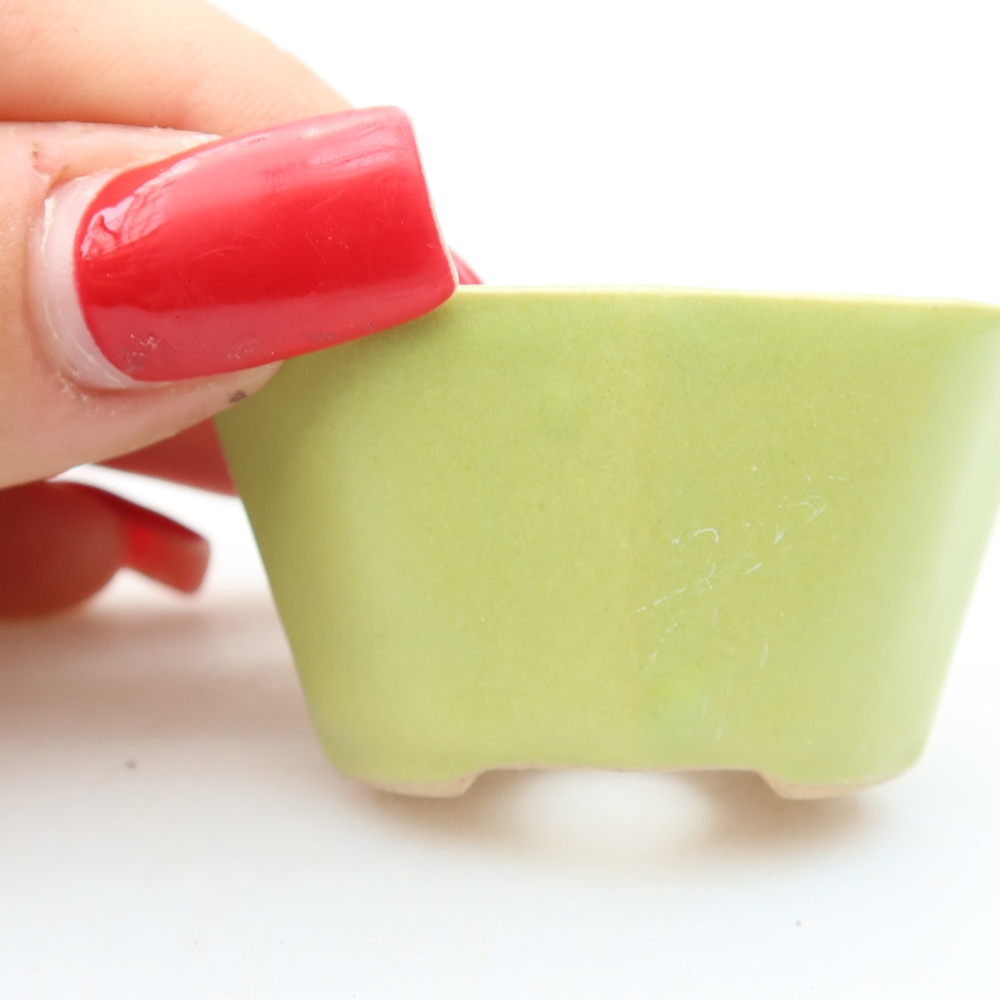 Pot à bonsaï en céramique 4,5 x 3 x 2,5 cm, couleur verte
