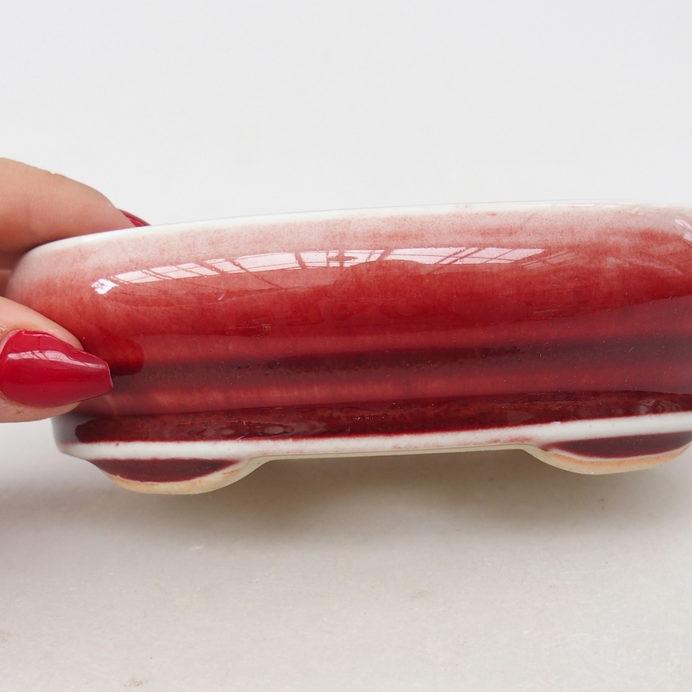 Bol à bonsaï en céramique 13 x 8,5 x 4 cm, couleur rouge