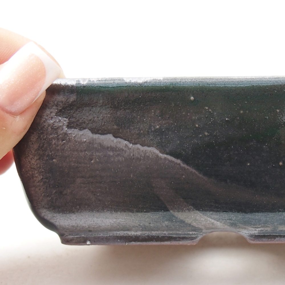 Bol à bonsaï en céramique 12 x 8,5 x 4,5 cm, vert métallique