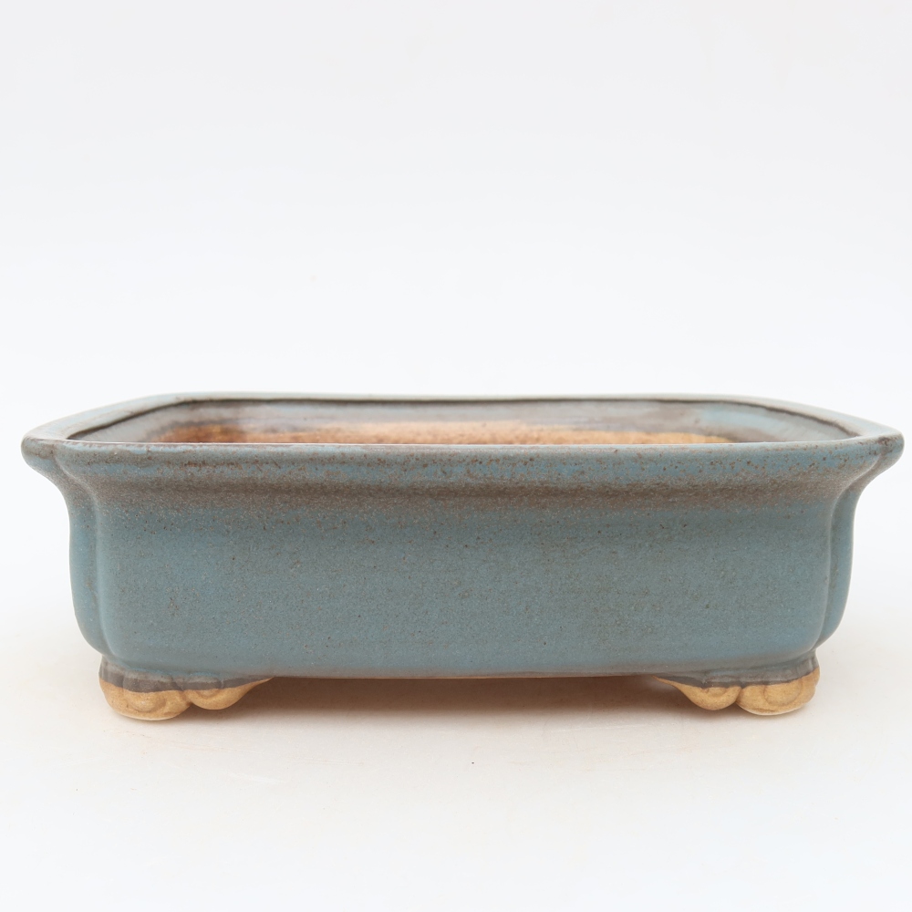 Pot à bonsaï en céramique 20 x 17,5 x 6 cm, couleur bleue