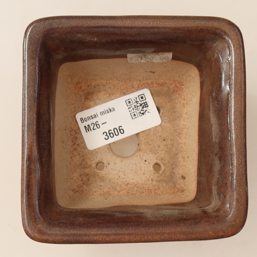 Pot à bonsaï en céramique 9,5 x 9,5 x 5,5 cm, couleur marron