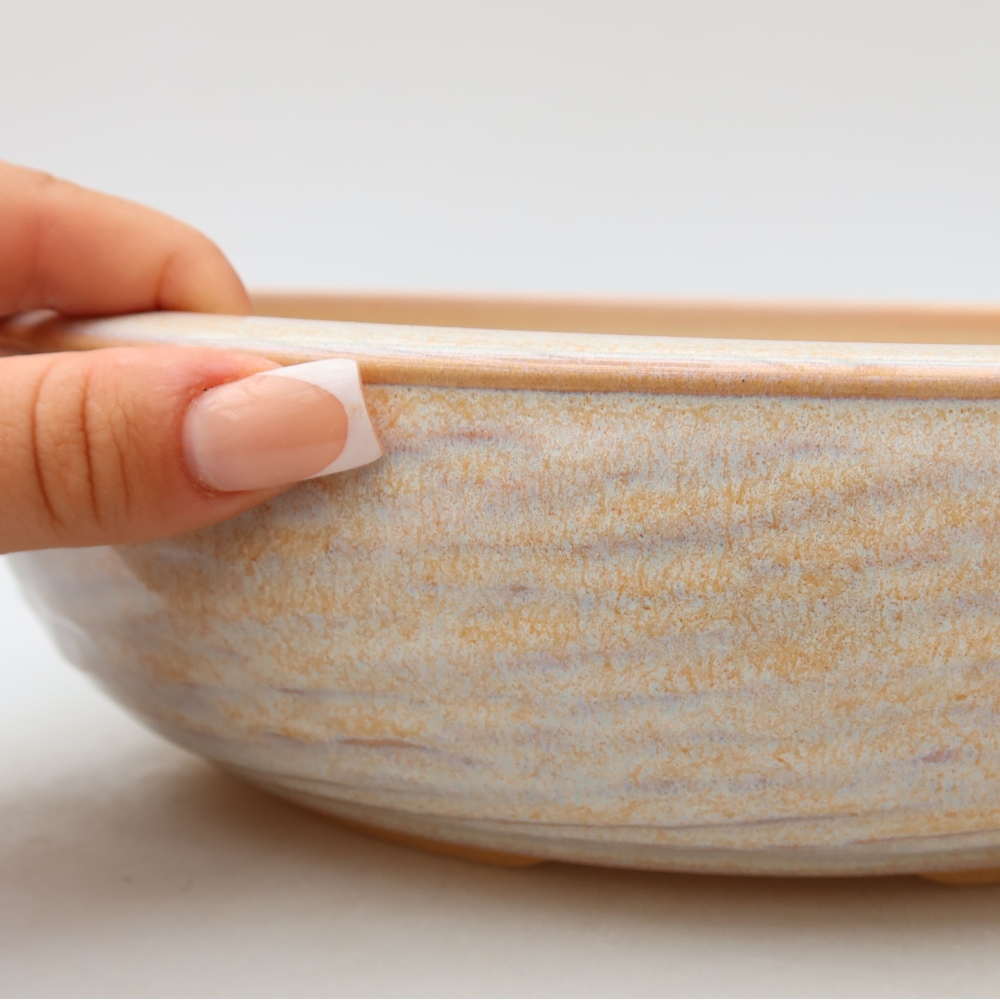 Bol à bonsaï en céramique 26,5 x 26,5 x 7,5 cm, couleur beige
