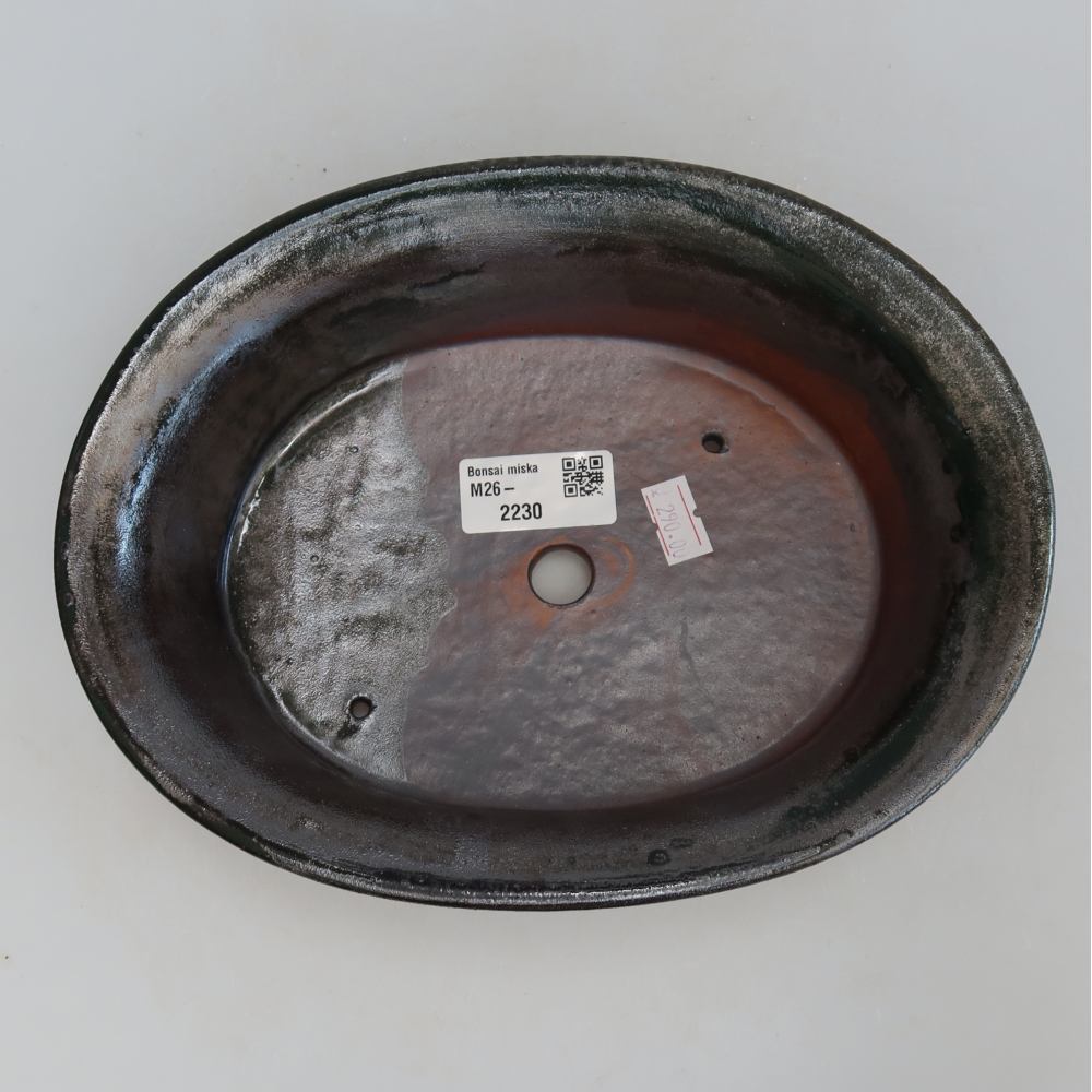 Pot à bonsaï en céramique 22 x 17,5 x 6,5 cm, couleur vert métallisé
