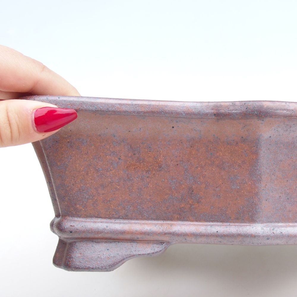 Bol à bonsaï en céramique 27,5 x 19 x 8 cm, couleur métal